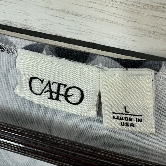 Cato Twist Front Geometric Print Tunic Top Grey White Large Cap Sleeve - Picture 9 of 12